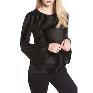 Michael Kors Black Velvet Bell Sleeve Blouse